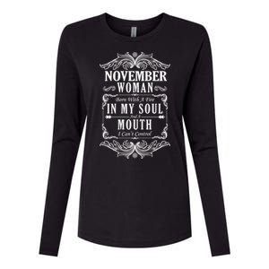 November Woman Funny Birthday Womens Cotton Relaxed Long Sleeve T-Shirt