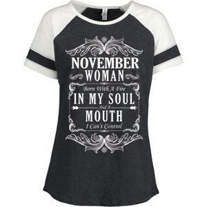 November Woman Funny Birthday Enza Ladies Jersey Colorblock Tee