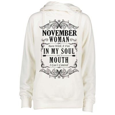 November Woman Funny Birthday Womens Funnel Neck Pullover Hood