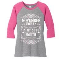 November Woman Funny Birthday Women's Tri-Blend 3/4-Sleeve Raglan Shirt