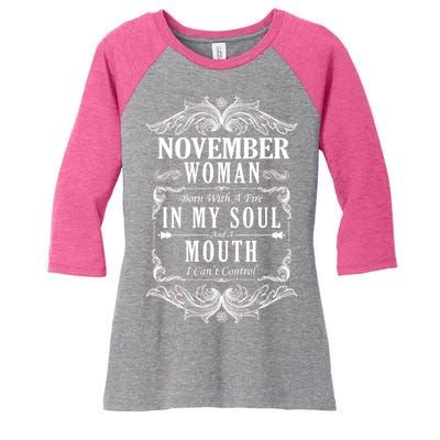 November Woman Funny Birthday Women's Tri-Blend 3/4-Sleeve Raglan Shirt