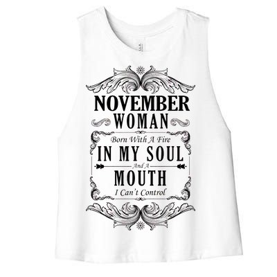 November Woman Funny Birthday Women's Racerback Cropped Tank