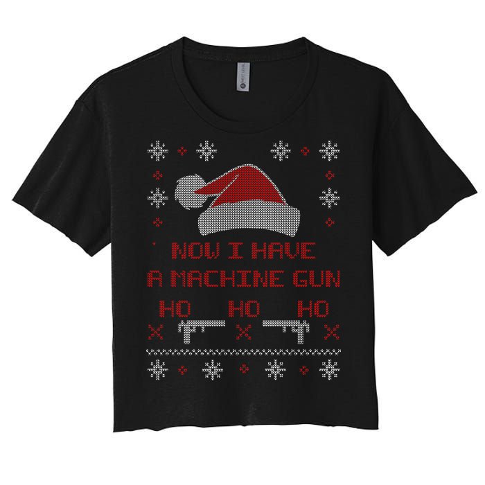 Now I Have A Machine Gun Ho HJo Ho X-Mas Women's Crop Top Tee