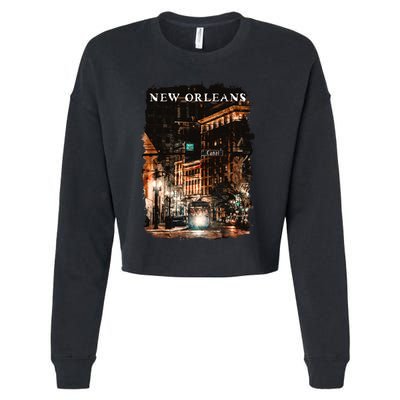 New Orleans Watercolor Cropped Pullover Crew