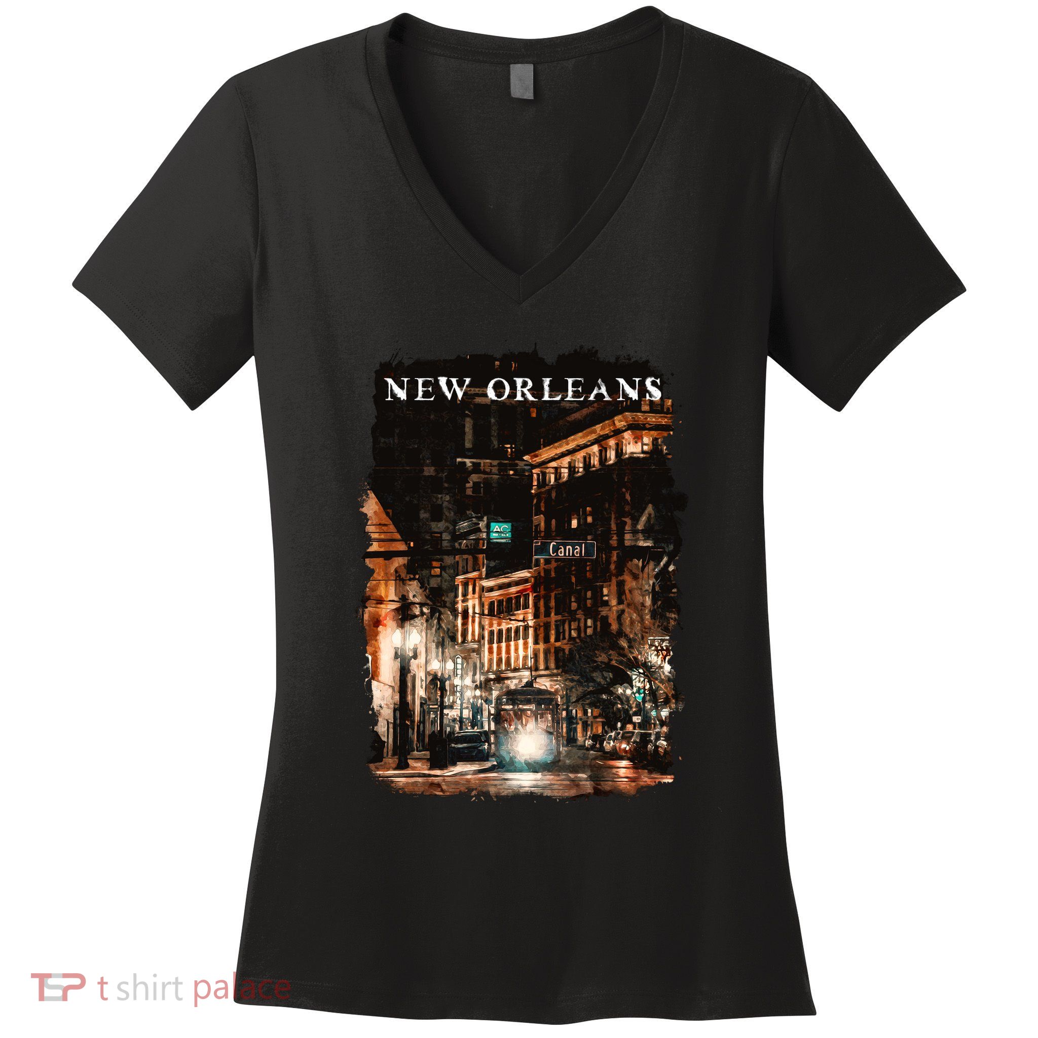 New Orleans Watercolor Women's V-Neck T-Shirt