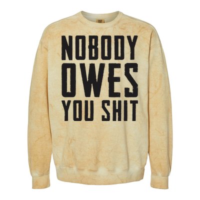 Nobody Owes You Shit Funny Colorblast Crewneck Sweatshirt