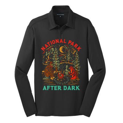 National Park After Dark Funny Silk Touch Performance Long Sleeve Polo