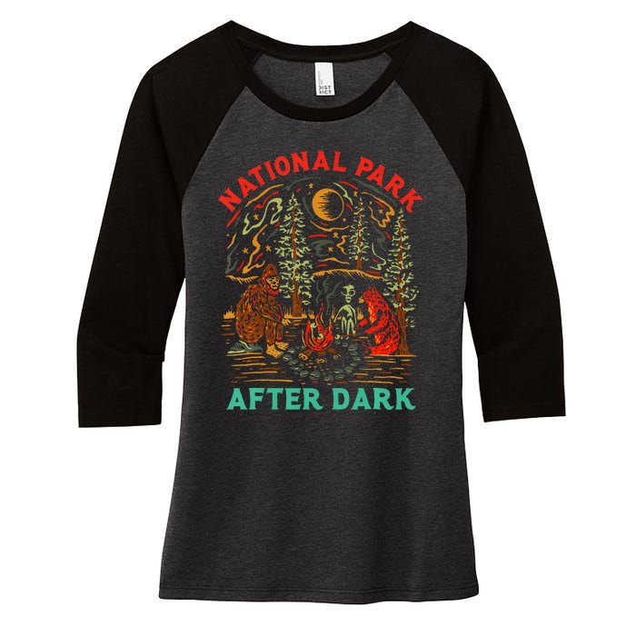 National Park After Dark Funny Women's Tri-Blend 3/4-Sleeve Raglan Shirt