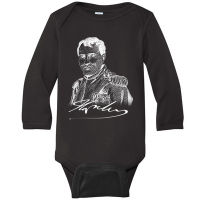 Napoleon Portrait And Signature Baby Long Sleeve Bodysuit