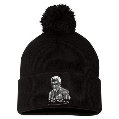Napoleon Portrait And Signature Pom Pom 12in Knit Beanie