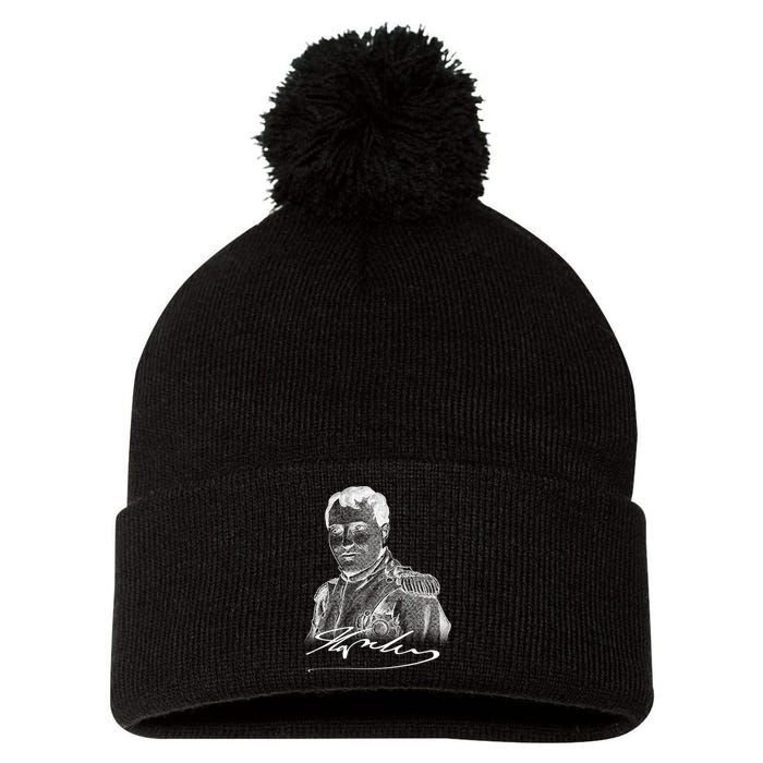 Napoleon Portrait And Signature Pom Pom 12in Knit Beanie