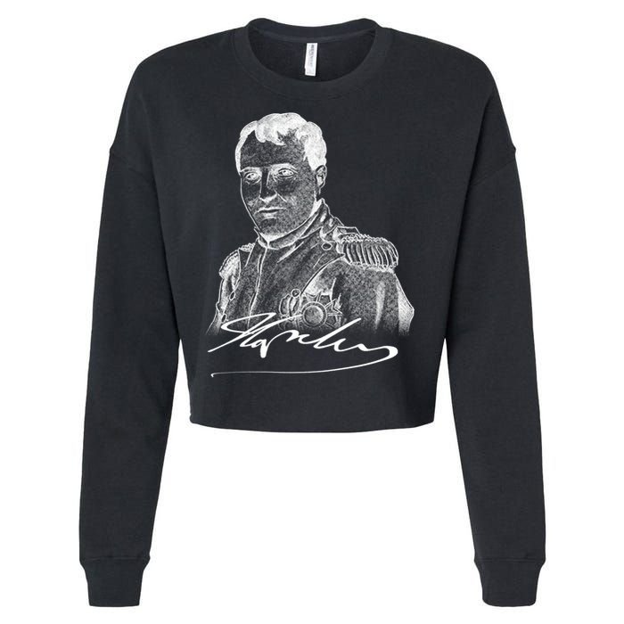 Napoleon Portrait And Signature Cropped Pullover Crew