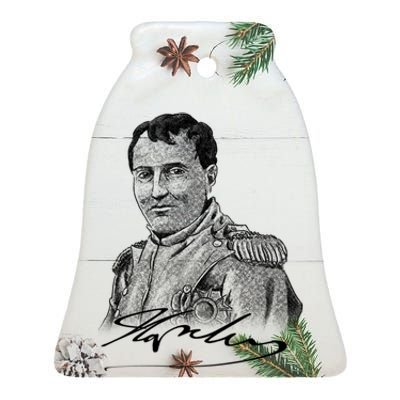 Napoleon Portrait And Signature Ceramic Bell Ornament