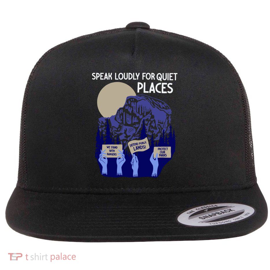 National Park After Dark Protect Our Parks Speak Loudly  Flat Bill Trucker Hat