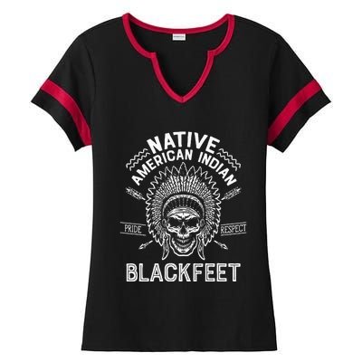 Native Pride American Indian Tribe Blackfeet Ladies Halftime Notch Neck Tee