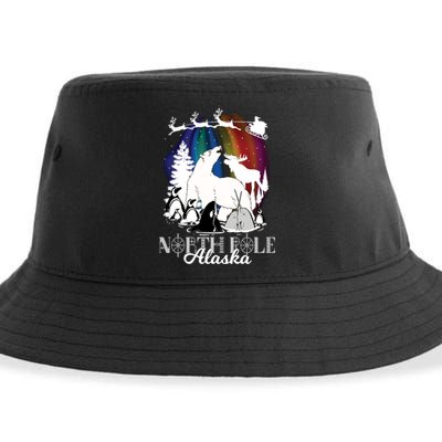 North Pole Alaska Aurora Borealis Christmas Xmas Sustainable Bucket Hat