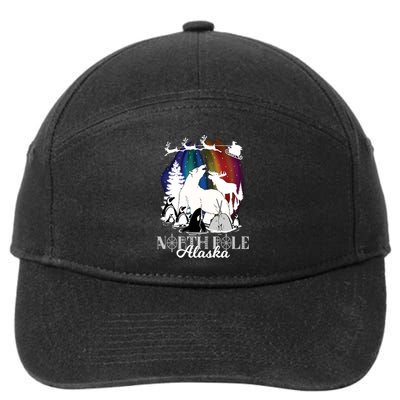 North Pole Alaska Aurora Borealis Christmas Xmas 7-Panel Snapback Hat