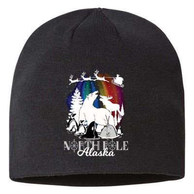 North Pole Alaska Aurora Borealis Christmas Xmas Sustainable Beanie