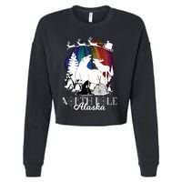 North Pole Alaska Aurora Borealis Christmas Xmas Cropped Pullover Crew