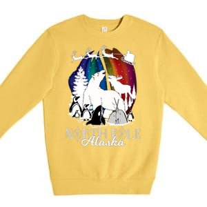 North Pole Alaska Aurora Borealis Christmas Town Souvenir Gift Premium Crewneck Sweatshirt