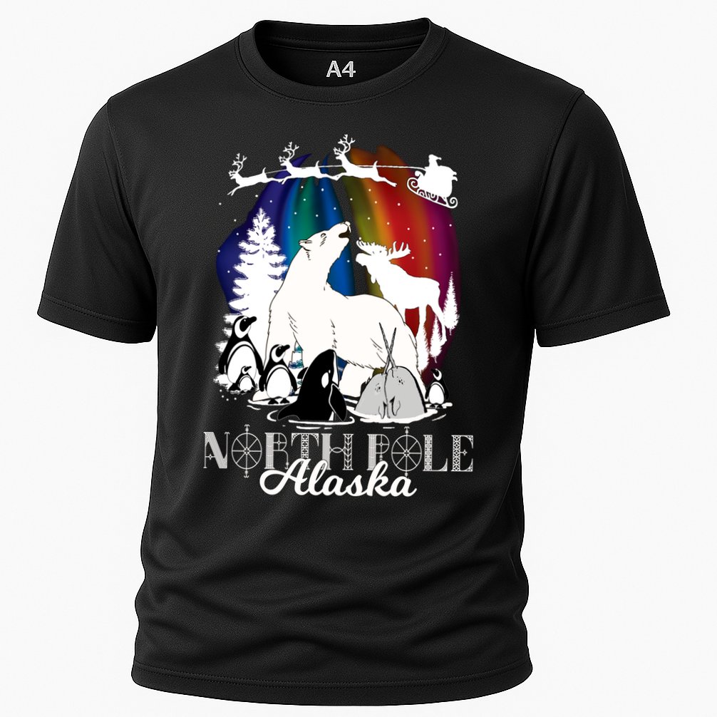 North Pole Alaska Aurora Borealis Christmas Town Souvenir Gift Cooling Performance Crew T-Shirt