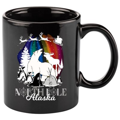 North Pole Alaska Aurora Borealis Christmas Town Souvenir Gift 11oz C Handle Ceramic Mug