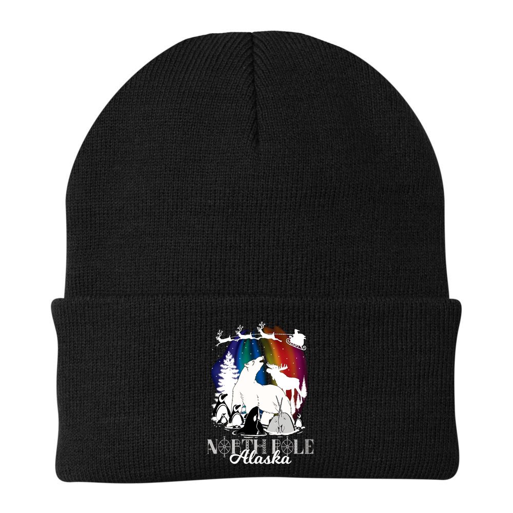 North Pole Alaska Aurora Borealis Christmas Town Souvenir Gift Beanie