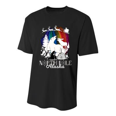 North Pole Alaska Aurora Borealis Christmas Town Souvenir Gift Youth Performance Sprint T-Shirt