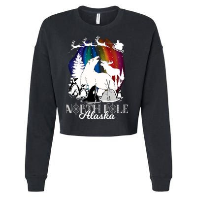 North Pole Alaska Aurora Borealis Christmas Town Souvenir Gift Cropped Pullover Crew