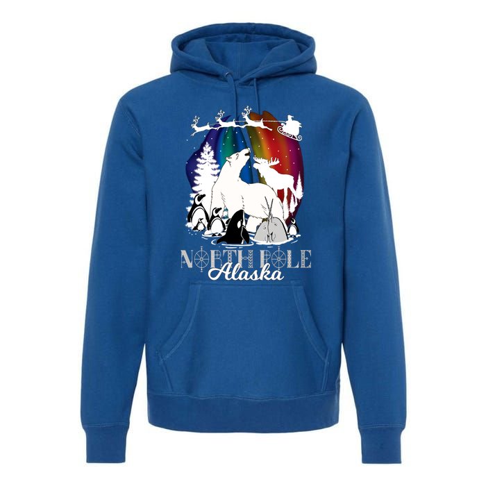 North Pole Alaska Aurora Borealis Christmas Town Souvenir Gift Premium Hoodie