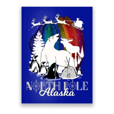 North Pole Alaska Aurora Borealis Christmas Town Souvenir Gift Poster