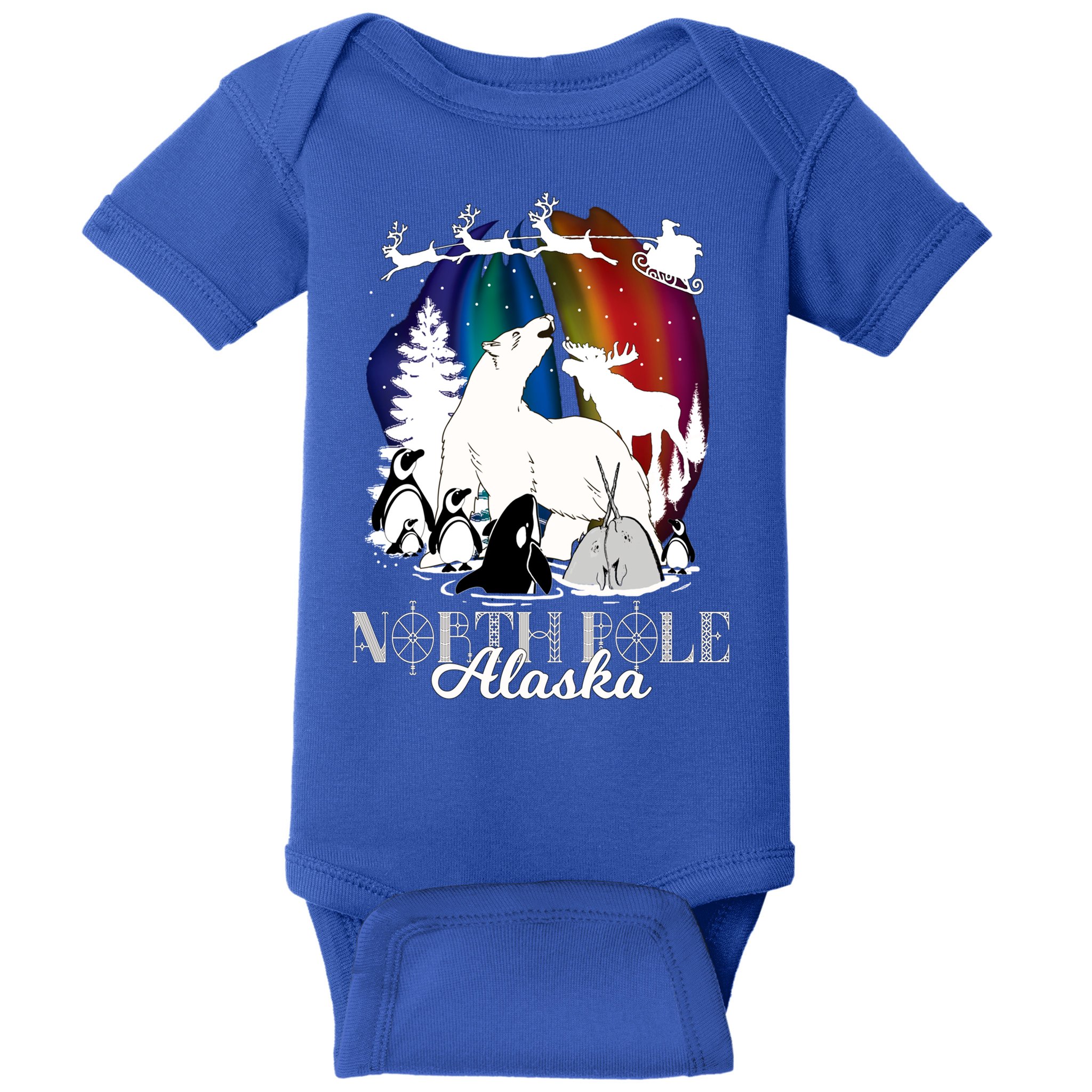 North Pole Alaska Aurora Borealis Christmas Town Souvenir Gift Baby Bodysuit