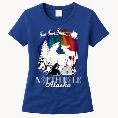 North Pole Alaska Aurora Borealis Christmas Town Souvenir Gift Womens T-Shirt