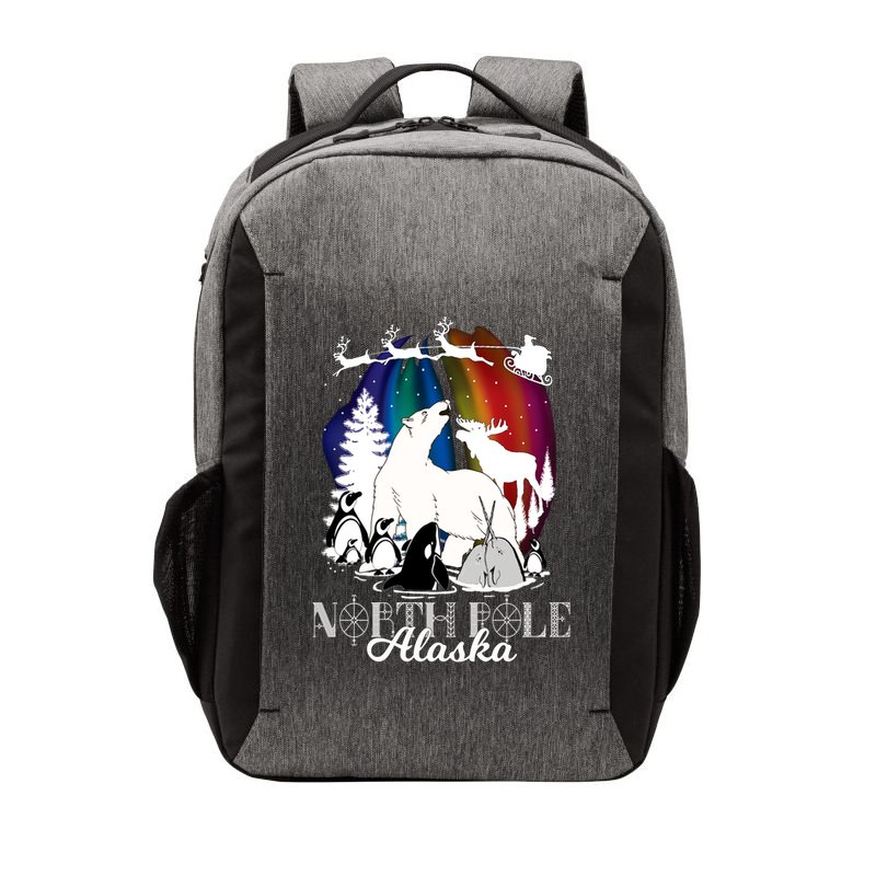North Pole Alaska Aurora Borealis Christmas Town Souvenir Gift Vector Backpack