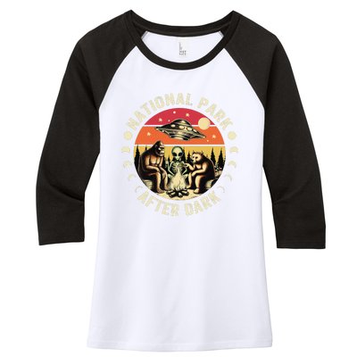 National Park After Dark Funny Women's Tri-Blend 3/4-Sleeve Raglan Shirt