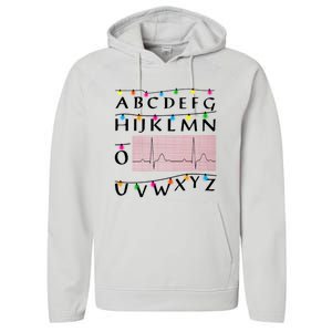 Nurse Pqrst Alphabet Christmas Lights Tree Heartbeat Xmas Cool Gift Performance Fleece Hoodie