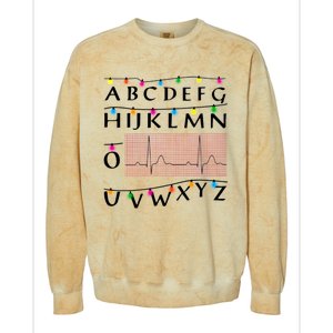 Nurse Pqrst Alphabet Christmas Lights Tree Heartbeat Xmas Cool Gift Colorblast Crewneck Sweatshirt