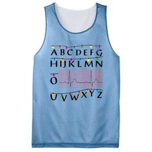 Nurse Pqrst Alphabet Christmas Lights Tree Heartbeat Xmas Cool Gift Mesh Reversible Basketball Jersey Tank