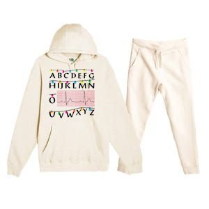 Nurse Pqrst Alphabet Christmas Lights Tree Heartbeat Xmas Cool Gift Premium Hooded Sweatsuit Set