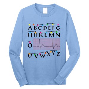 Nurse Pqrst Alphabet Christmas Lights Tree Heartbeat Xmas Cool Gift Long Sleeve Shirt