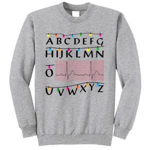 Nurse Pqrst Alphabet Christmas Lights Tree Heartbeat Xmas Cool Gift Tall Sweatshirt