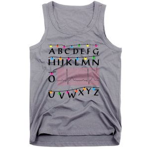 Nurse Pqrst Alphabet Christmas Lights Tree Heartbeat Xmas Cool Gift Tank Top