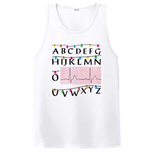 Nurse Pqrst Alphabet Christmas Lights Tree Heartbeat Xmas Cool Gift PosiCharge Competitor Tank