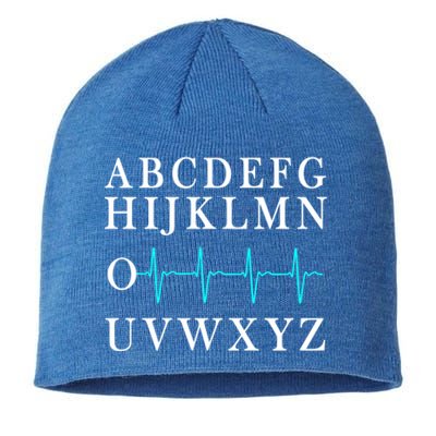 Nurse Pqrst Abcs Ekg Strip Alphabet Funny Nurse Meme Gift Sustainable Beanie