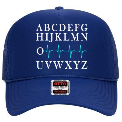 Nurse Pqrst Abcs Ekg Strip Alphabet Funny Nurse Meme Gift High Crown Mesh Back Trucker Hat