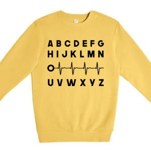 Nurse Pqrst Abcs Ekg Strip Alphabet Funny Nurses Memes Gift Premium Crewneck Sweatshirt