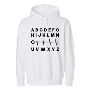 Nurse Pqrst Abcs Ekg Strip Alphabet Funny Nurses Memes Gift Garment-Dyed Fleece Hoodie