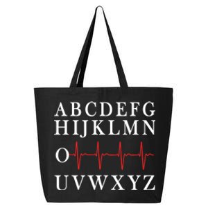 Nurse Pqrst Abcs Ekg Strip Alphabet Funny Nurse Memes Gift 25L Jumbo Tote