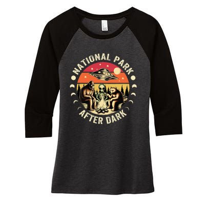 National Park After Dark Funny Women's Tri-Blend 3/4-Sleeve Raglan Shirt