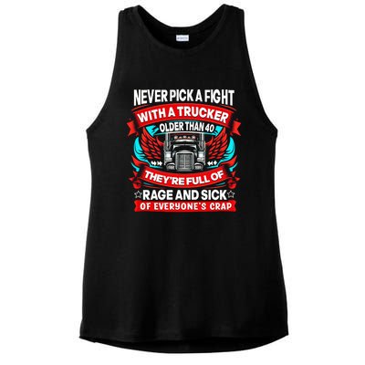 Never Pick A Fight With A Trucker Ladies PosiCharge Tri-Blend Wicking Tank